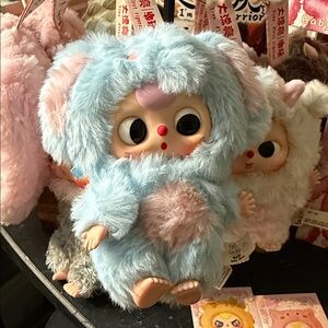 Baby Three Cute Plush Vinyl Animal Keychains Elephant Baby Blue blind box